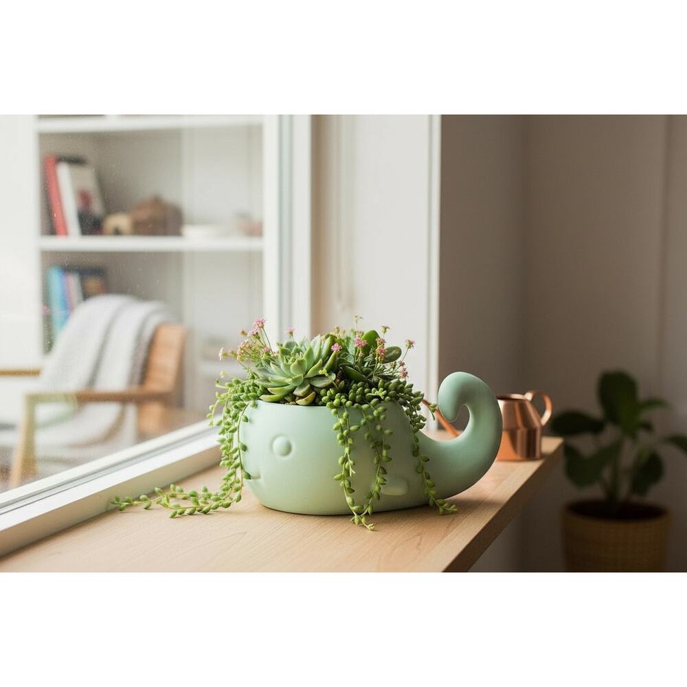 Smiling whale flower pot